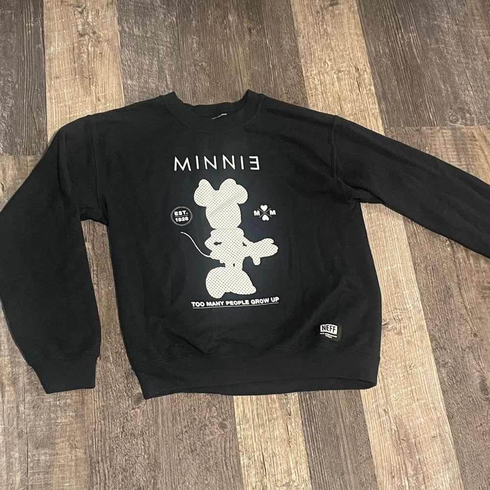 NEFF Disney Collab Minnie Mouse black crewneck sweatshirt size Small
